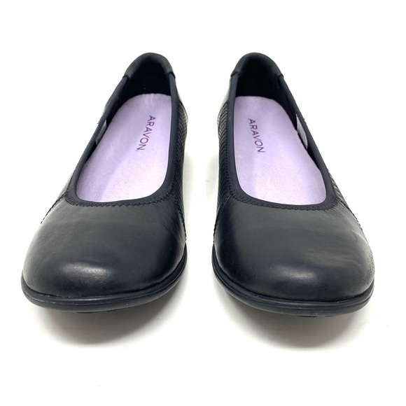 Aravon Abbey Ballet Flats Black Leather NARROW - Picture 4 of 7